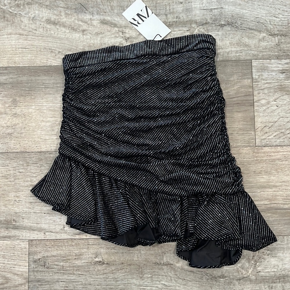 SOLD! ZARA Asymmetrical Mini Skirt with Ruching* - Picture 1 of 16